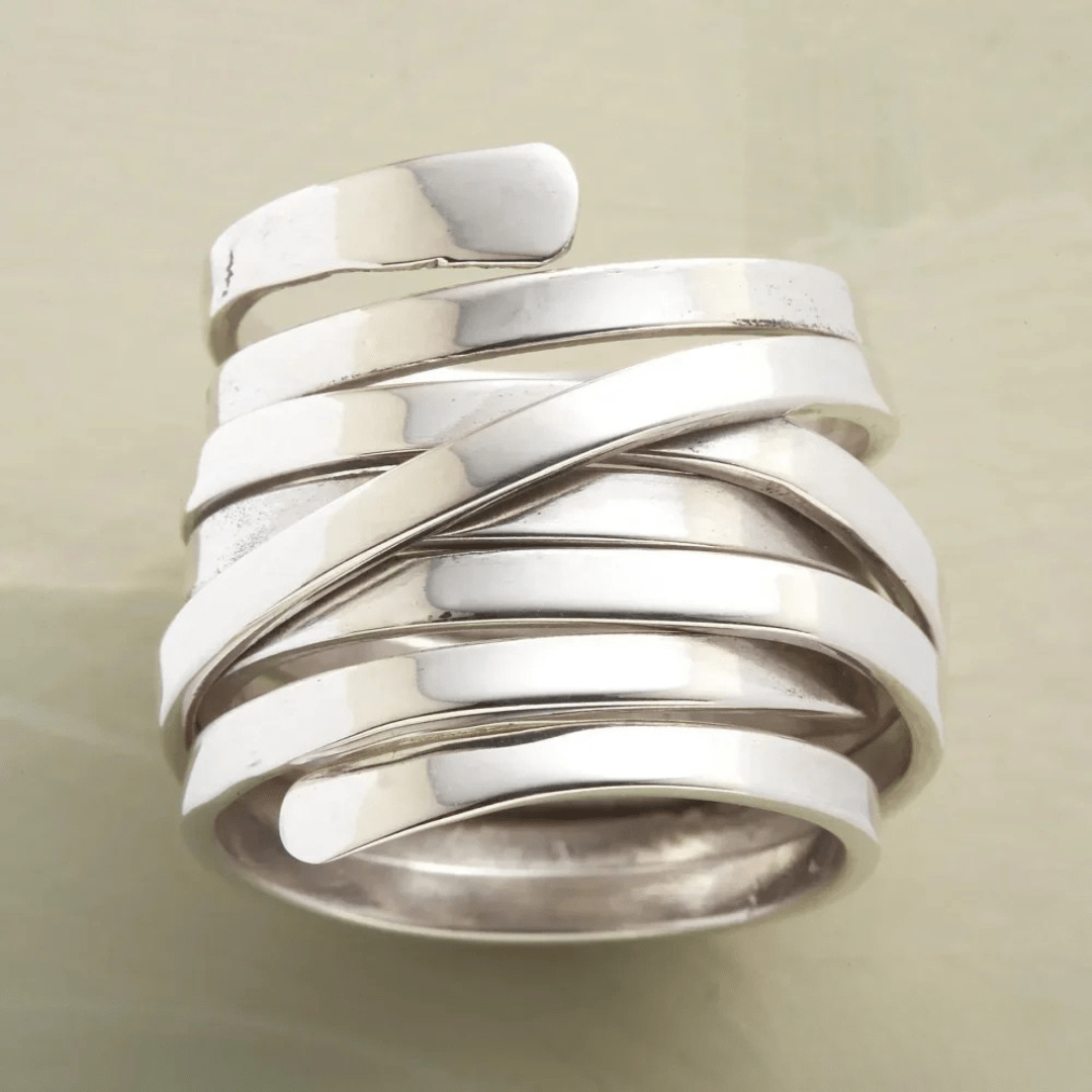 Wide Sterling Silver Spiral Wrap Ring - Ring