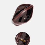 Woven Leather Hobo Bag with Slouchy Silhouette - Women's Shoulder Bag