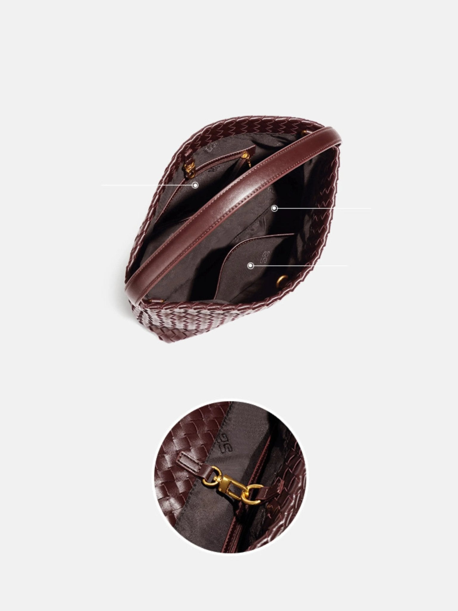 Woven Leather Hobo Bag with Slouchy Silhouette - Women's Shoulder Bag