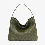 Woven Leather Hobo Bag with Slouchy Silhouette - Women's Shoulder Bag