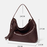 Woven Leather Hobo Bag with Slouchy Silhouette - Women's Shoulder Bag