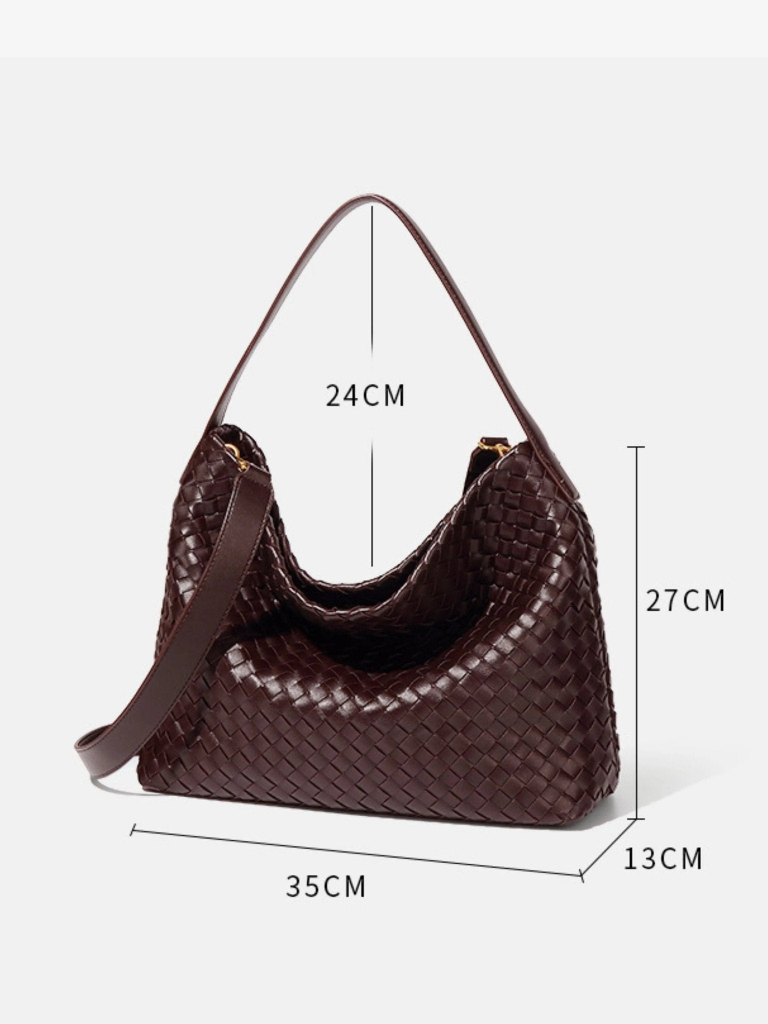 Woven Leather Hobo Bag with Slouchy Silhouette - Women's Shoulder Bag