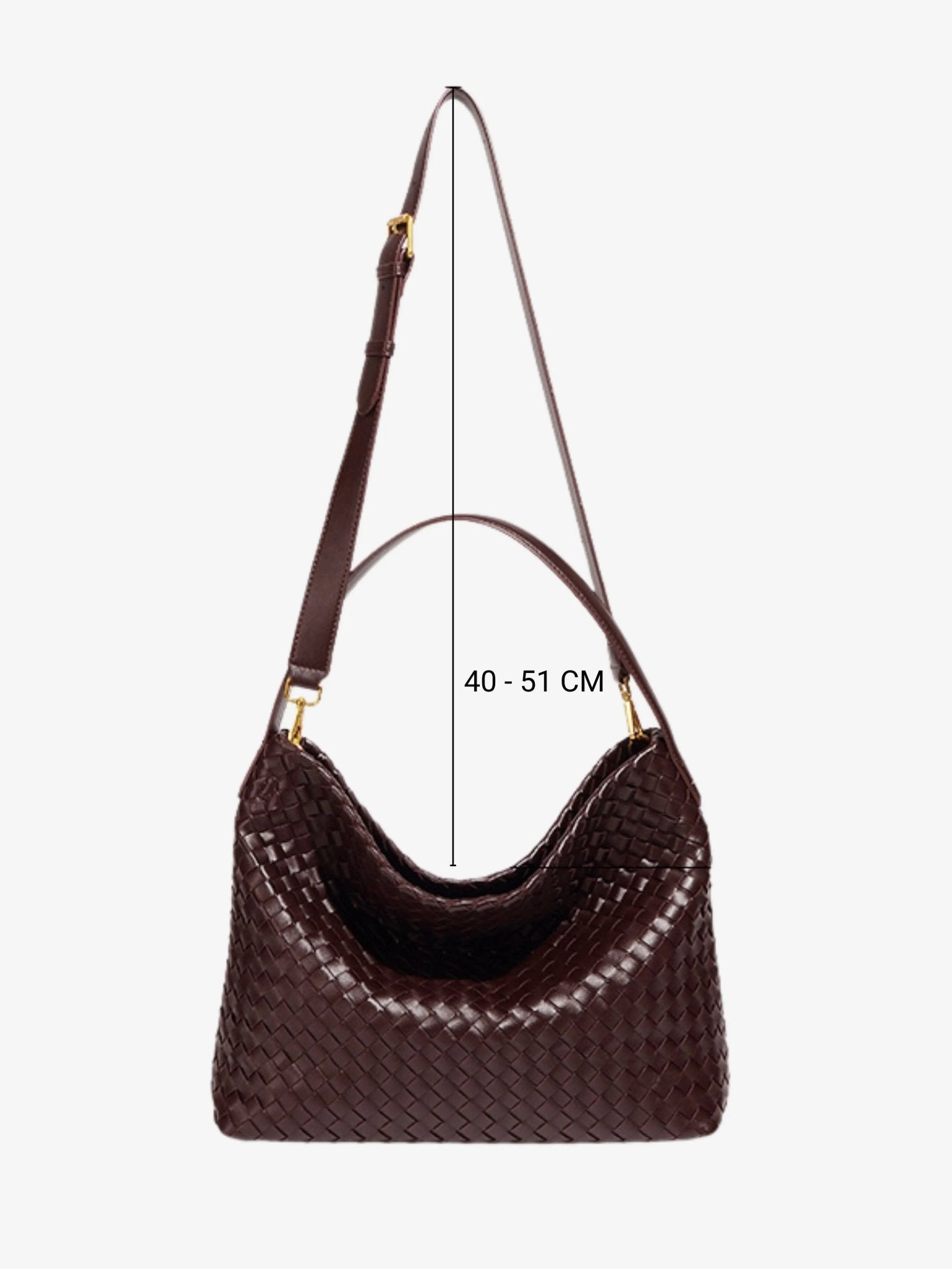 Woven Leather Hobo Bag with Slouchy Silhouette - Women's Shoulder Bag
