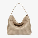 Woven Leather Hobo Bag with Slouchy Silhouette - Women's Shoulder Bag