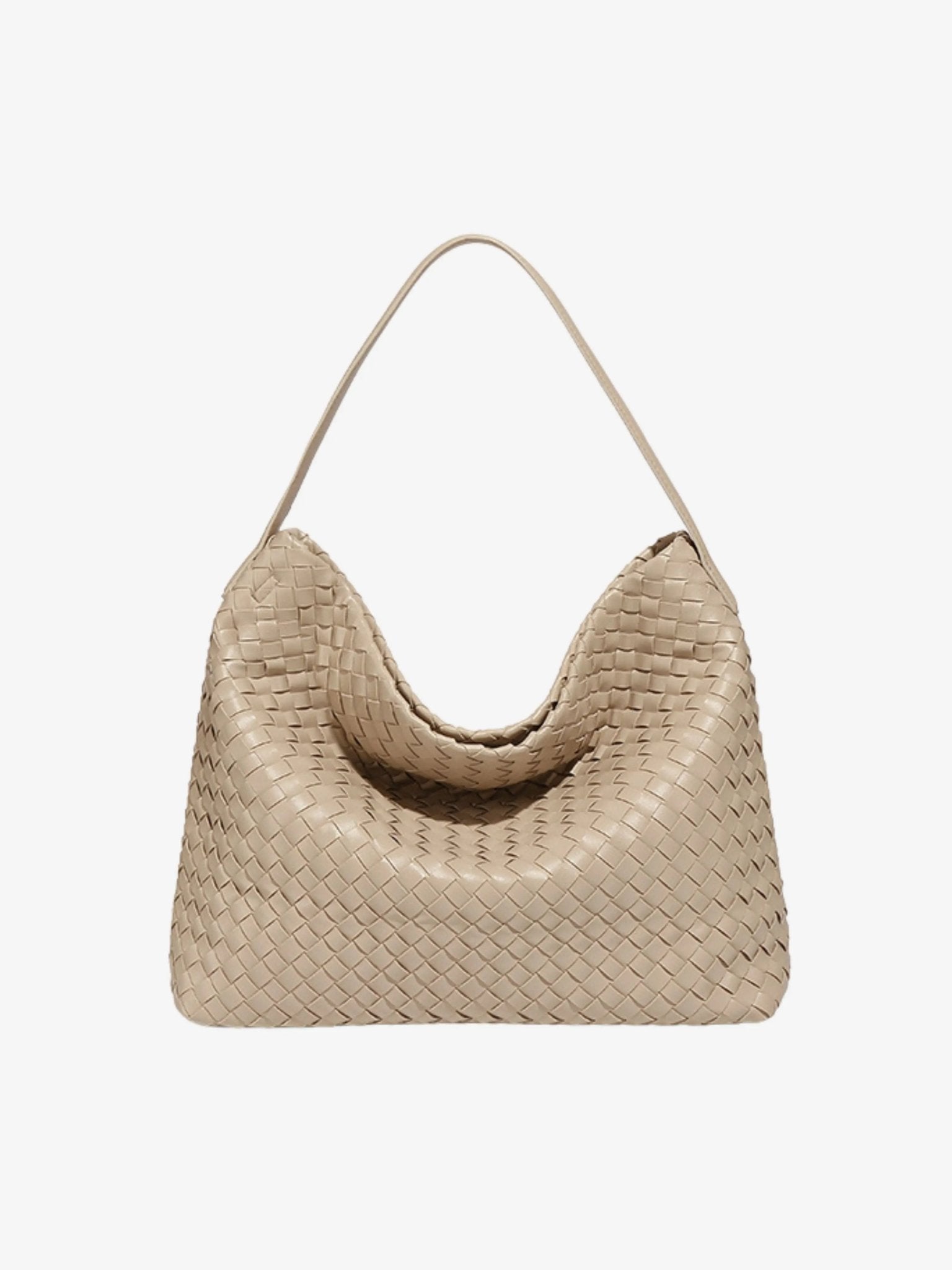 Woven Leather Hobo Bag with Slouchy Silhouette - Women's Shoulder Bag