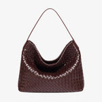 Woven Leather Hobo Bag with Slouchy Silhouette - Women's Shoulder Bag