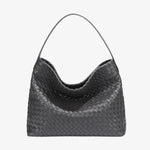 Woven Leather Hobo Bag with Slouchy Silhouette - Women's Shoulder Bag