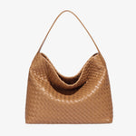 Woven Leather Hobo Bag with Slouchy Silhouette - Women's Shoulder Bag