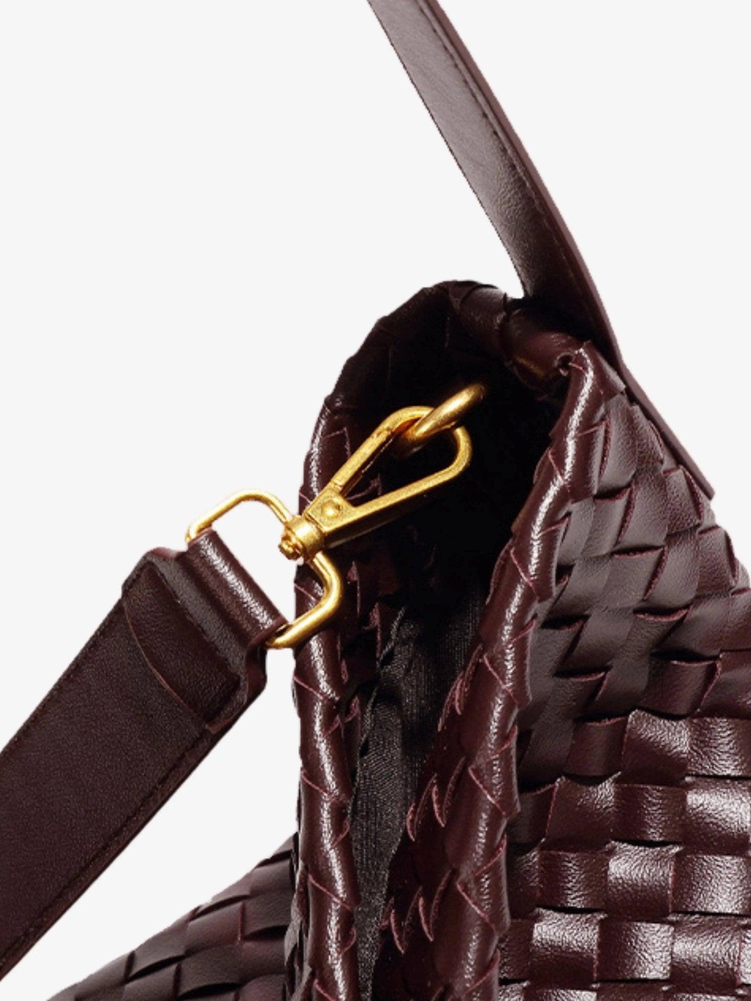 Woven Leather Hobo Bag with Slouchy Silhouette - Women's Shoulder Bag